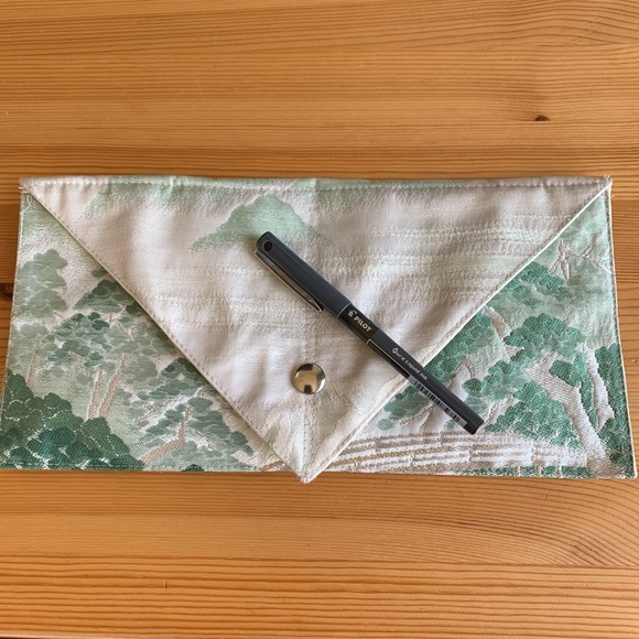 Vintage Silk Obi Forest Clutch Bag in Green - Picture 8 of 9